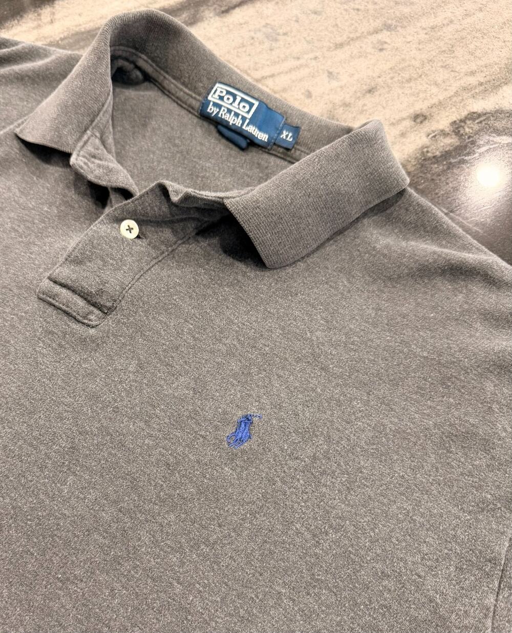 Vintage Polo Ralph Lauren Mens XL Gray Polo Shirt Blue Pony golf preppy